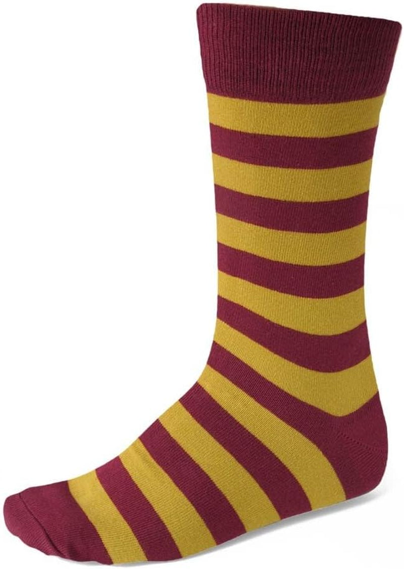 In a trendy argyle design, these socks are perfect for men and young men. Size:8-12, Color: Maroon and Gold Striped.