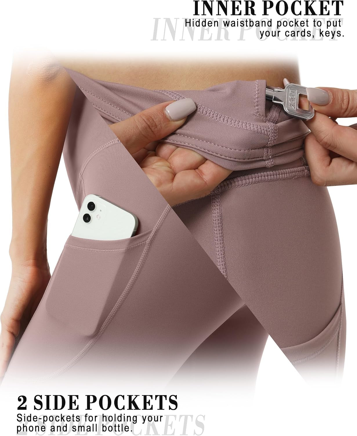 Wear these cozy pocket leggings with confidence wherever you go. 2X in size, color (B1-pink).