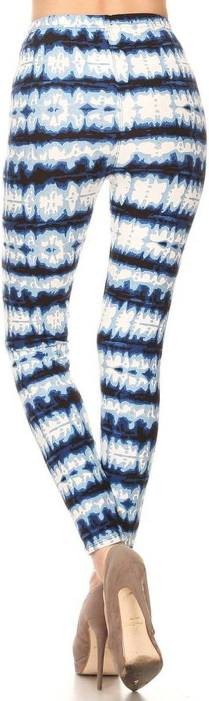 Women's and Teen Girls' high-waisted leggings with tie dye and fabric print - one size, color: dynamic balance.