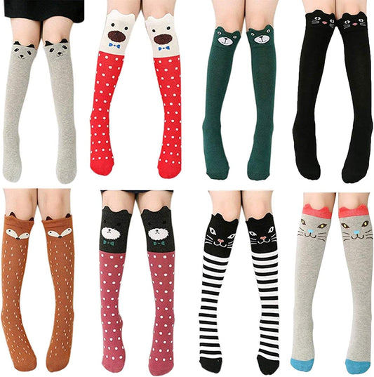 Mid-calf, cute, cotton knee-high socks for girls that provide warm, comfortable support for their legs. Size: 3-12 years, Colours: A variety.