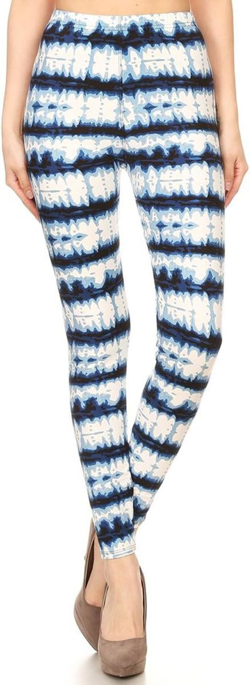 Women's and Teen Girls' high-waisted leggings with tie dye and fabric print - one size, color: dynamic balance.