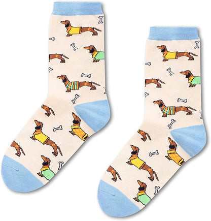 Stylish socks with a whimsical pattern, ideal for dog enthusiasts of all ages. Typically, sizes 6–12 shoes and 8–13 socks fall within the "one size fits all" category.