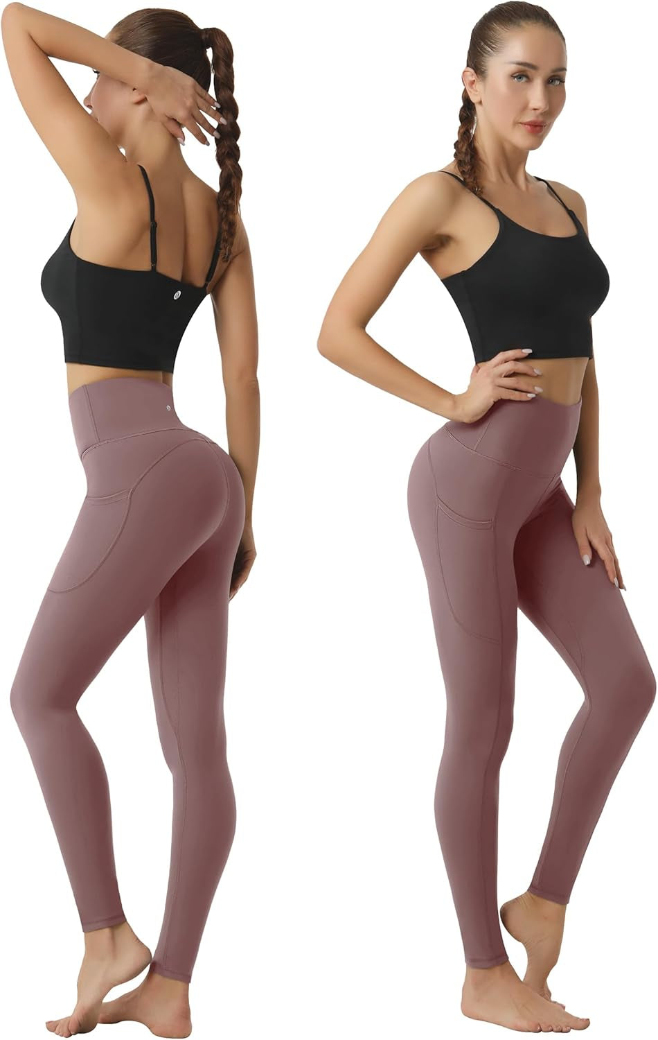 Wear these cozy pocket leggings with confidence wherever you go.  2X in size, color (B1-pink).