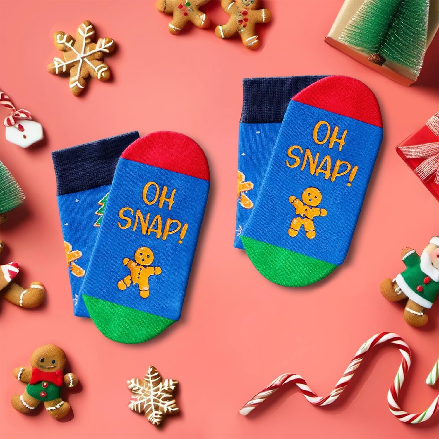 Christmas Gifts for Kids Gingerbread Gifts - Gingerbread Cookies Socks for Boys Girls 2-12 Years