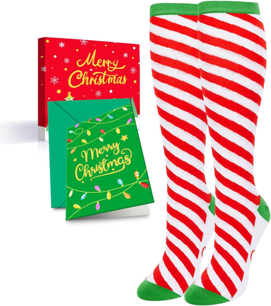 Candy Cane Socks Kids Christmas Socks - Boys Girls Socks 2-12 Years