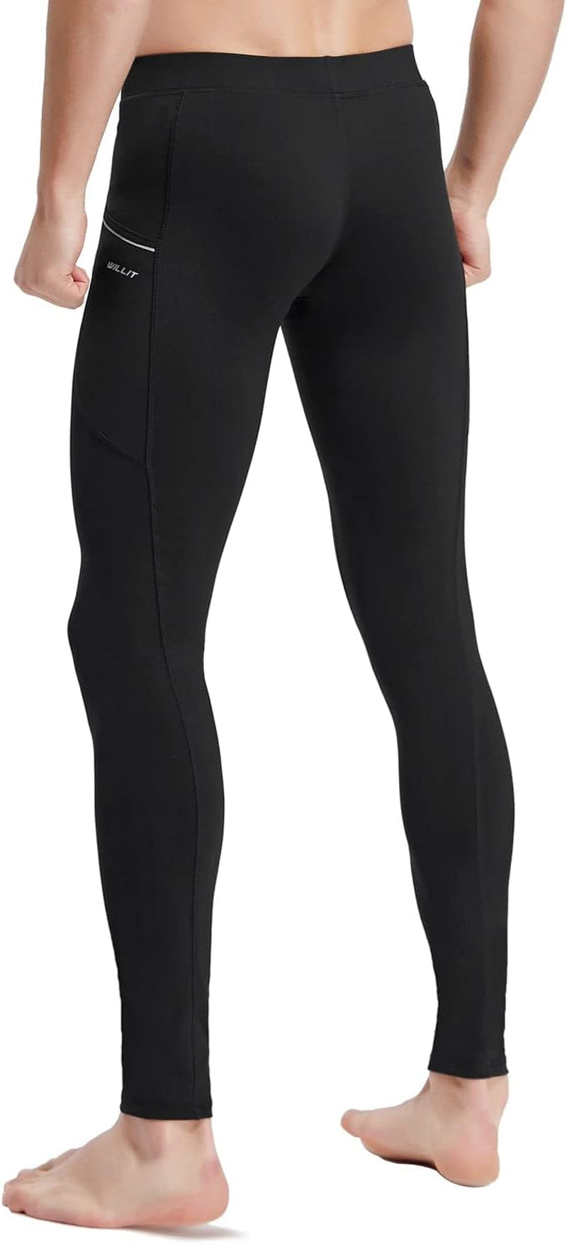 Active Yoga Leggings for Indoor and Outdoor Activities for Men and Young Men. Black, size large (height 5'8"–5'9", waist 35"–37", 150–160 pounds).