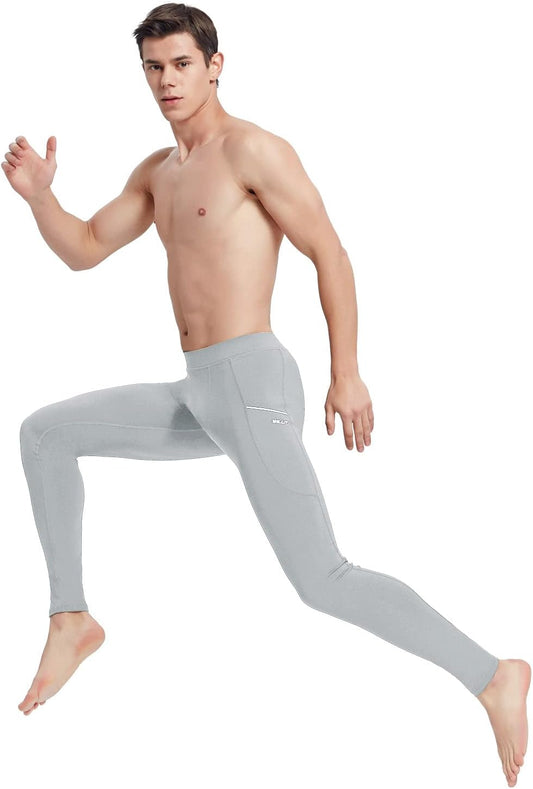 Active Leggings for men and young men  to wear at the gym or on the go. Size: Medium, Color: Light Gray.