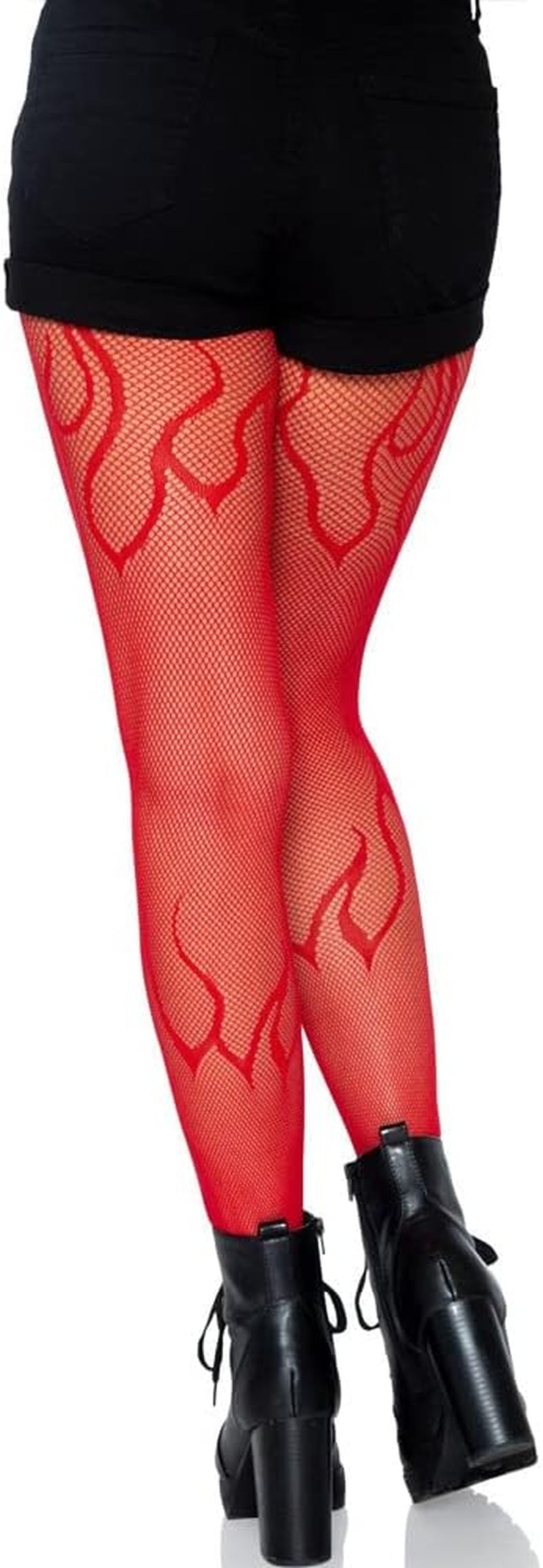 Women and Teen Girls Fishent  Stocking with Red Flame,  Size Large: suitable for women who are 5'0" - 5'8" tall and weigh 100-180 lbs. Color: Red 