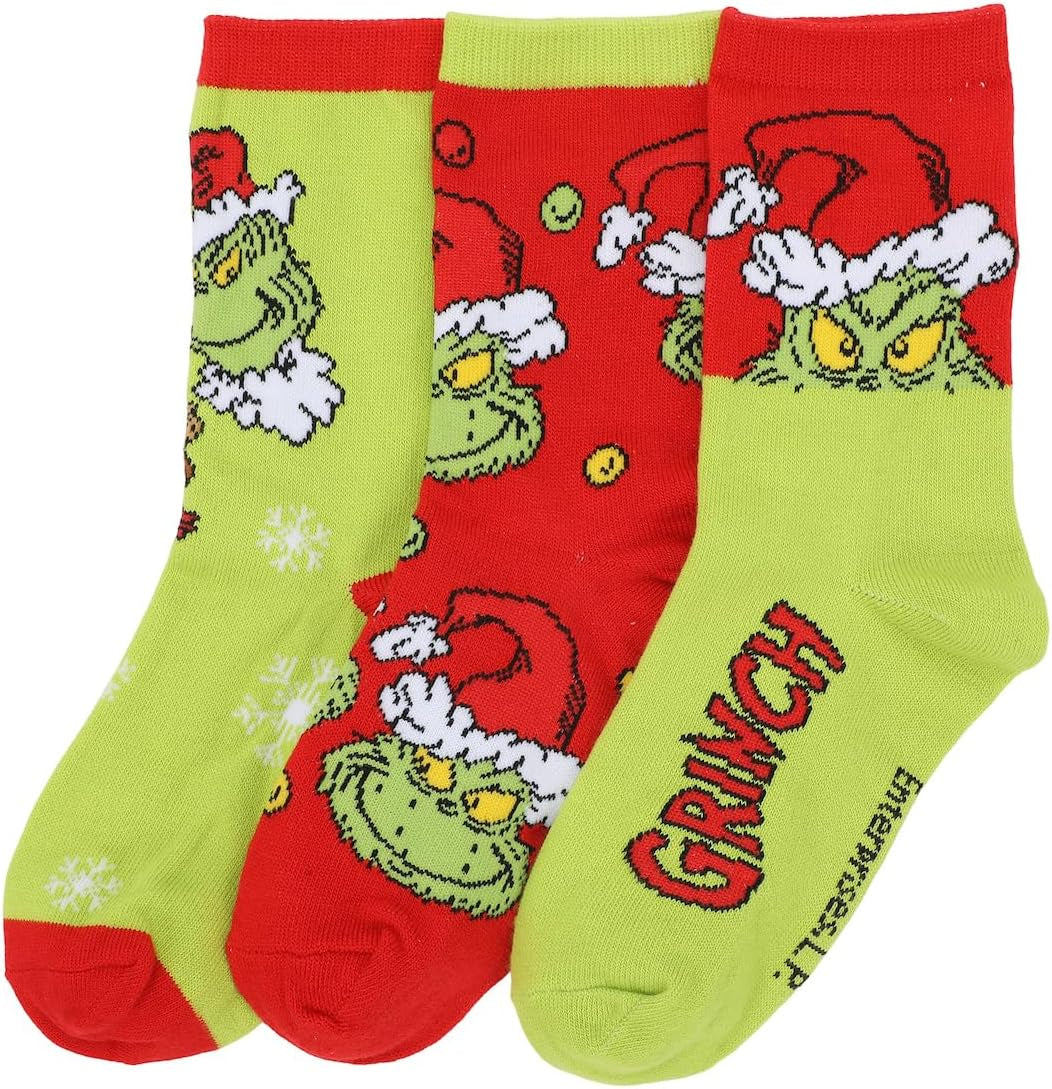 the Grinch & Max Kids 3-Pair Crew Socks