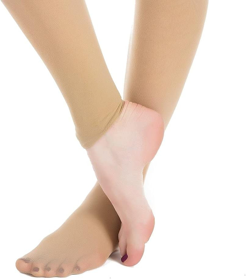3 Pairs of Nude Solid Color Comfortable Convertible Ballet Tights for Women and Teen Girls, XX Large.