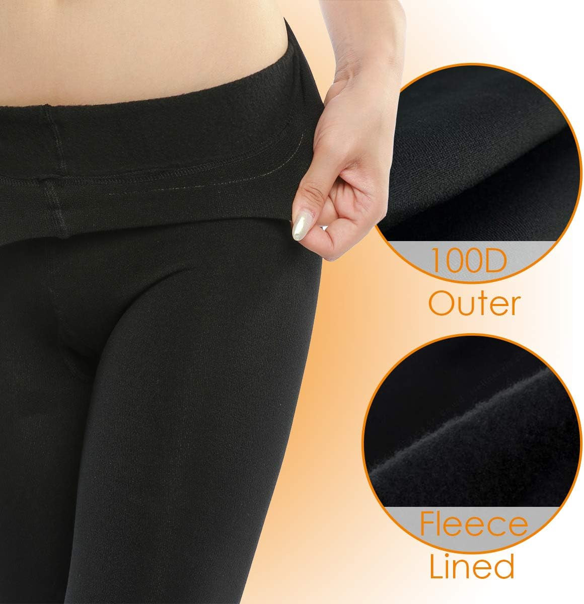 Two fleece-lined tights for women and teen girls. Size: Small/Medium-90-140lbs-4'9"-5'4",  Color: Black/Navy Blue.