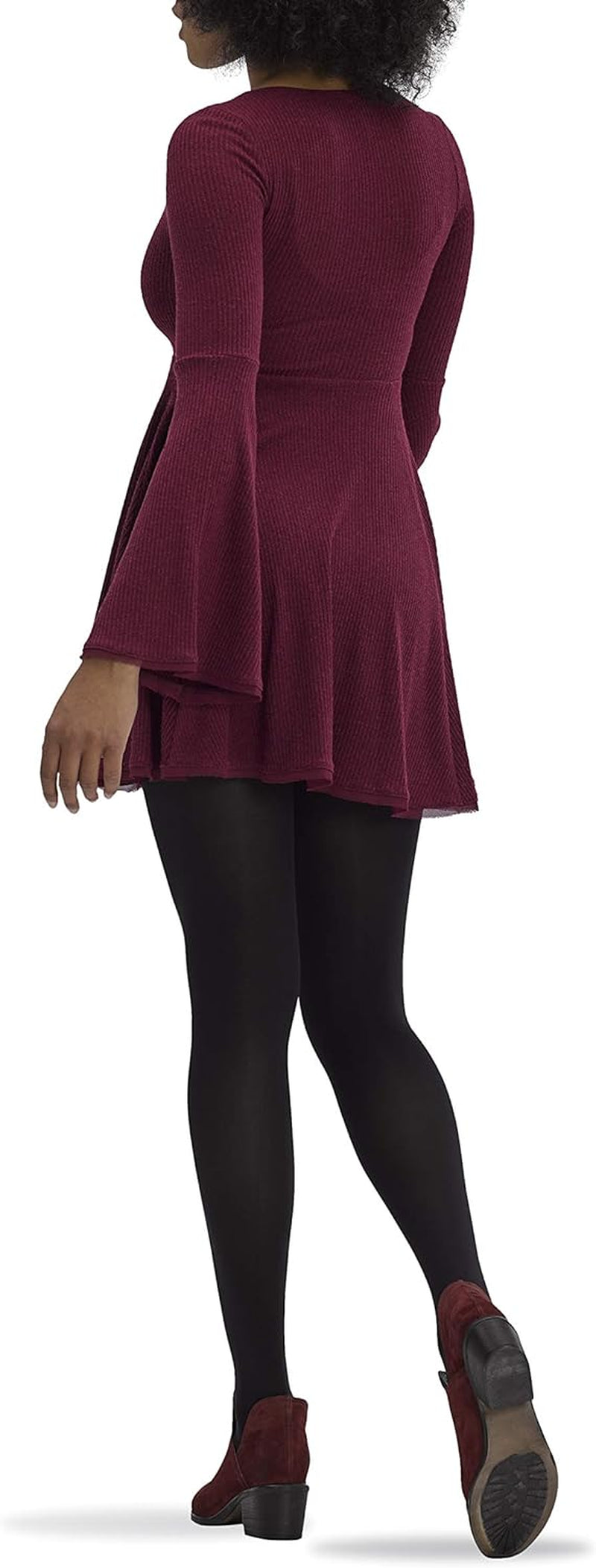 Black/Port Royale Super Opaque Control Top Tights for Women and Teen Girls, Size Large.