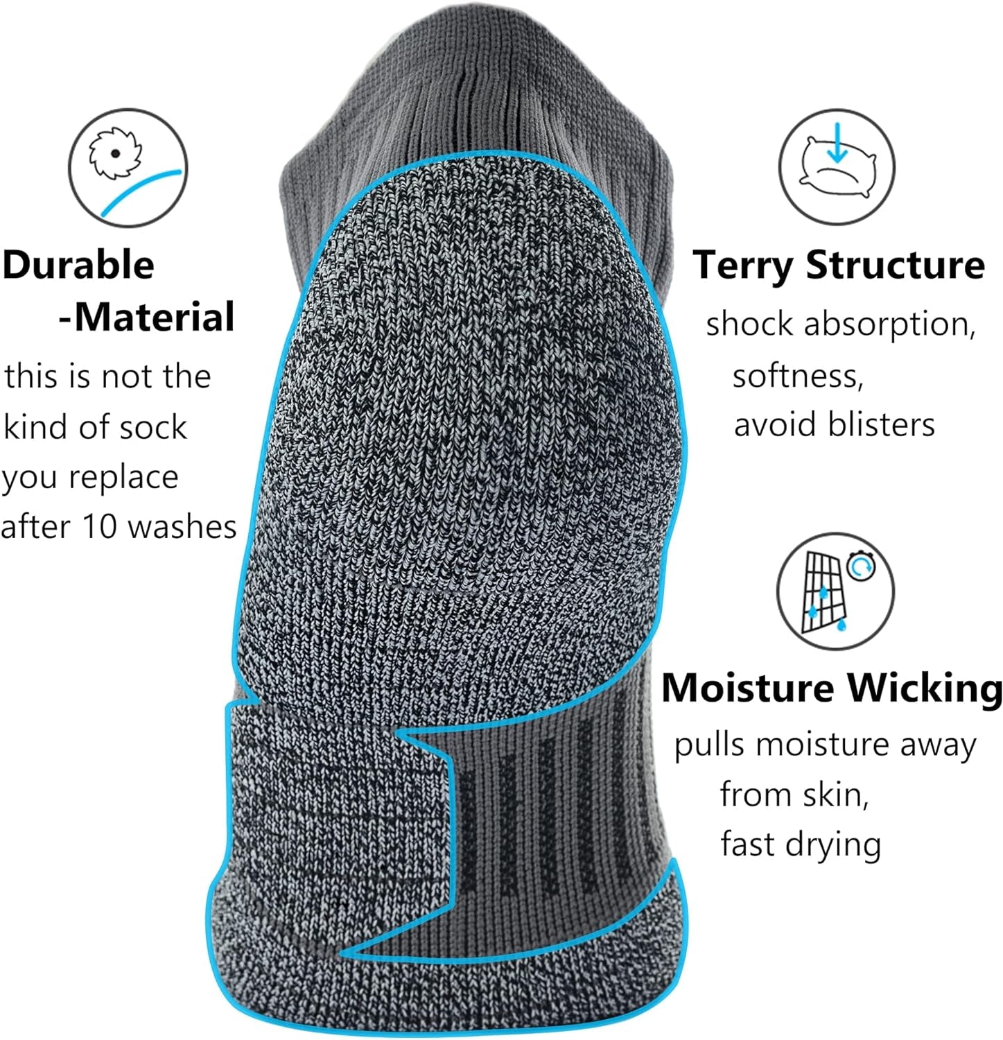 Unisex Cushioned Compression Athletic Ankle Socks Multipack, Size: Large, Color: 6-pairs (Charcoal2,watermelon2,white2).