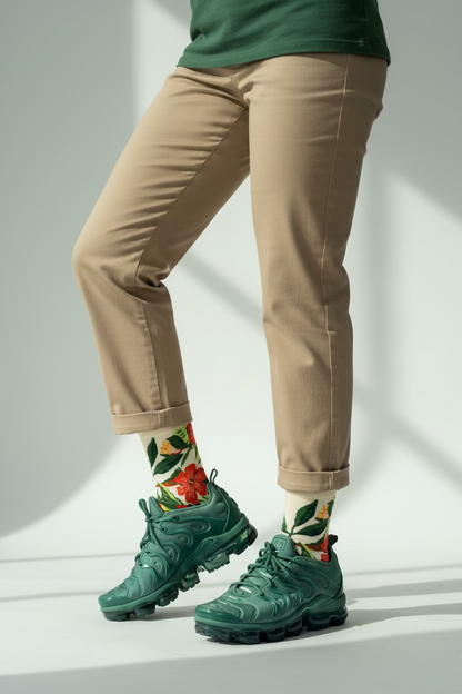 Bloom with style and elegance to your everyday look with our stunning crew socks!