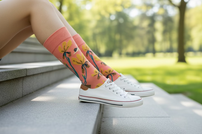 Bloom with style and elegance to your everyday look with our stunning crew socks!