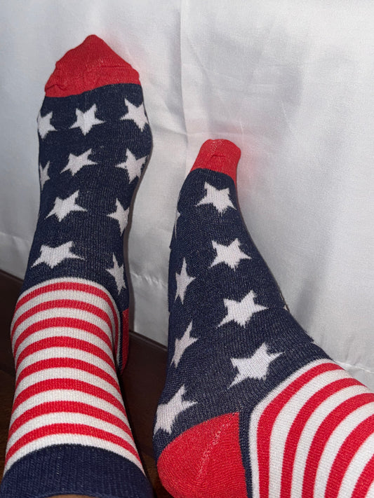 Holidays Patriotic- American Socks Style for women and teen girls. Size: 5-7