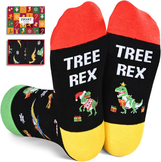 Christmas Gifts Stocking Socks for Boys Girls - Xmas Dinosaur Socks Stocking Stuffers for Kids