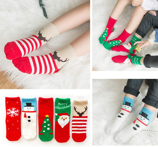 Accessorizing your boy's or girl's clothing with adorable socks with holiday themes, Size: 5-7; Color: Mixed.  