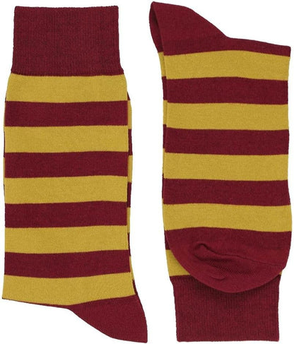 In a trendy argyle design, these socks are perfect for men and young men. Size:8-12, Color:  Maroon and Gold Striped.