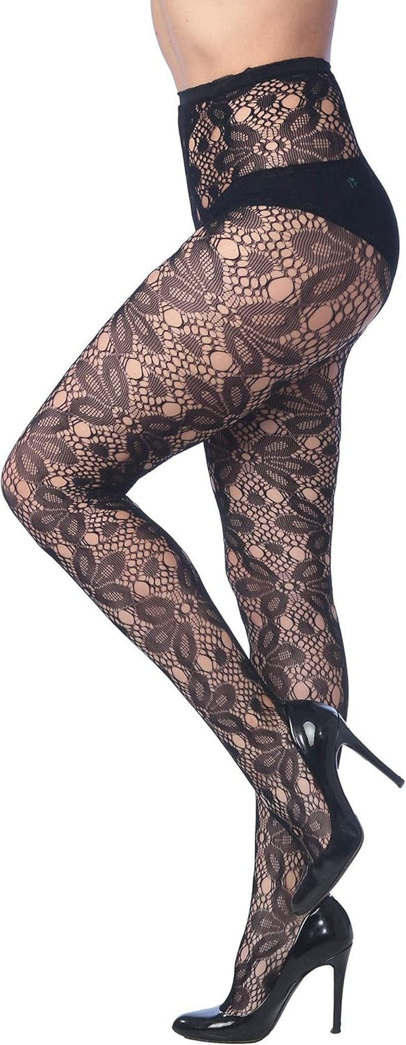 Fishnet Ladies and Teenage Girls Lace Stockings - Size: Small-Medium (Height 58-64; Weight 100-140lbs), 6 pieces per pack; Color: Black