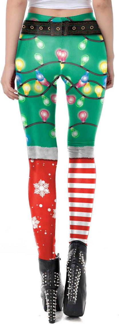 Ugly Christmas Leggings 3D Print for Women and Teen Girls to celebrate the holidays. Color: Style-15, Medium.