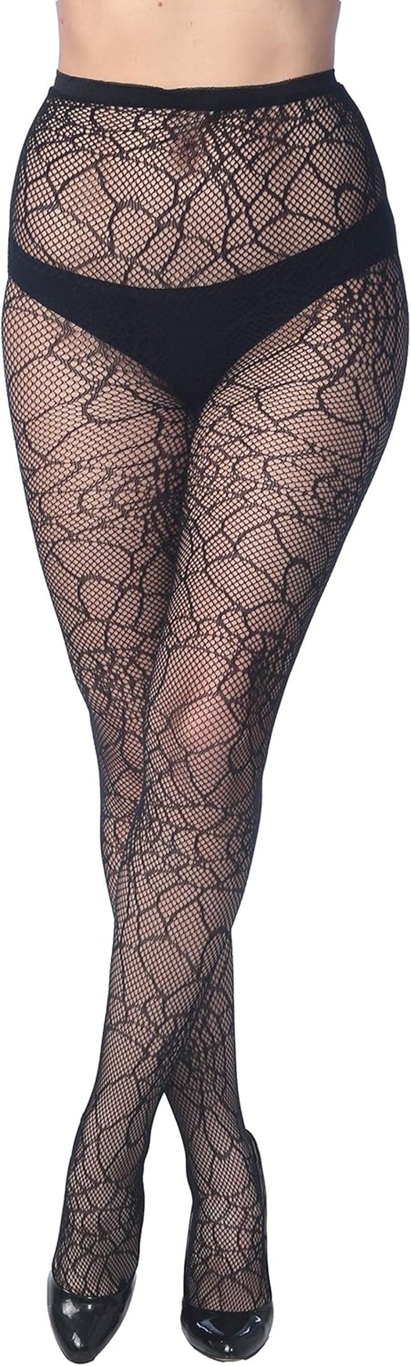 Fishnet Ladies and Teenage Girls Lace Stockings - Size: Small-Medium (Height 58-64; Weight 100-140lbs), 6 pieces per pack; Color: Black