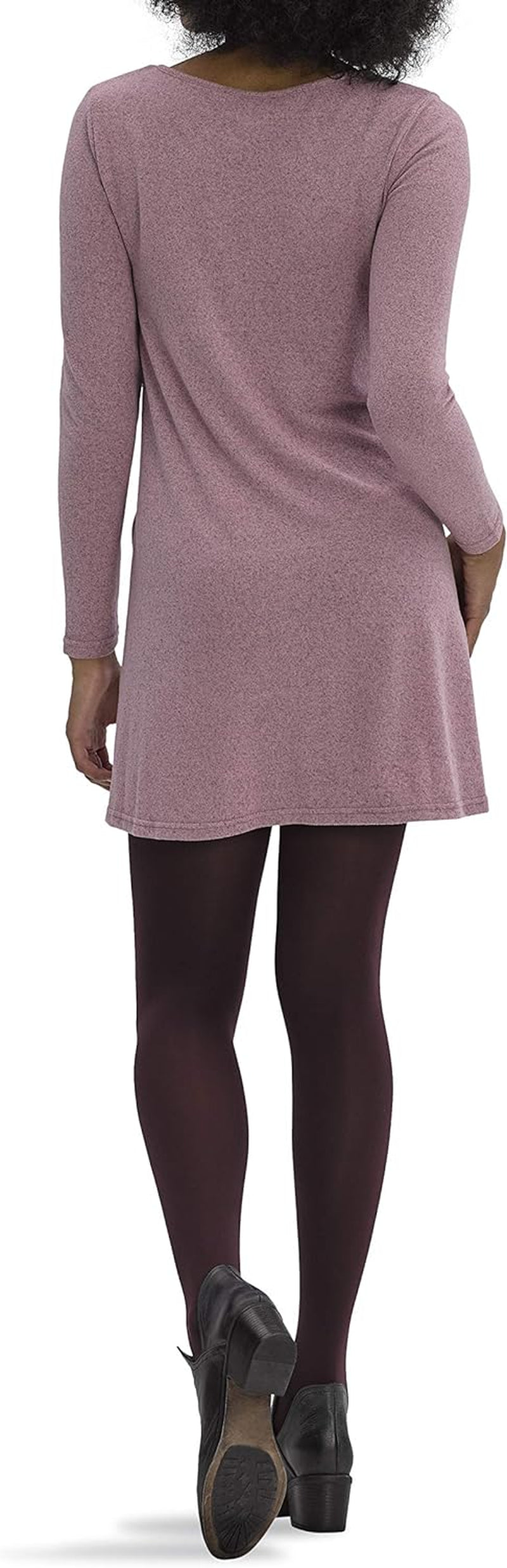 Black/Port Royale Super Opaque Control Top Tights for Women and Teen Girls, Size Large.