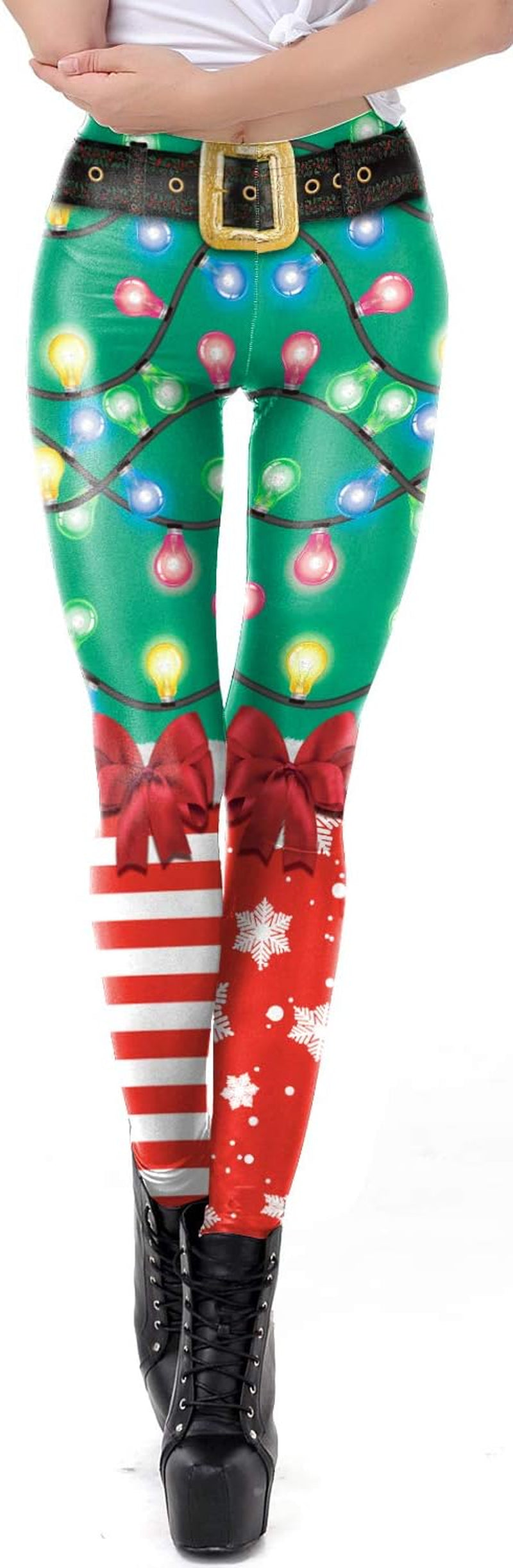 Ugly Christmas Leggings 3D Print for Women and Teen Girls to celebrate the holidays. Color: Style-15, Medium.