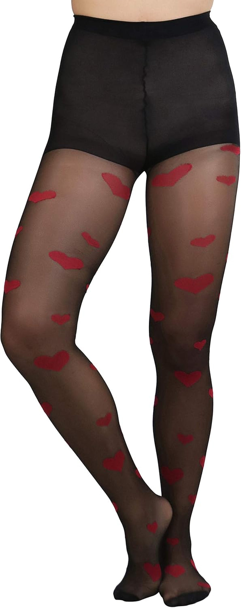 Women’S Valentine Day Themed Opaque Sheer Pantyhose W/Heart Love