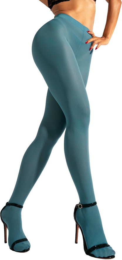 1/Pack of opaque tights in the color lagoon blue for women and adolescent girls. Size: Small.