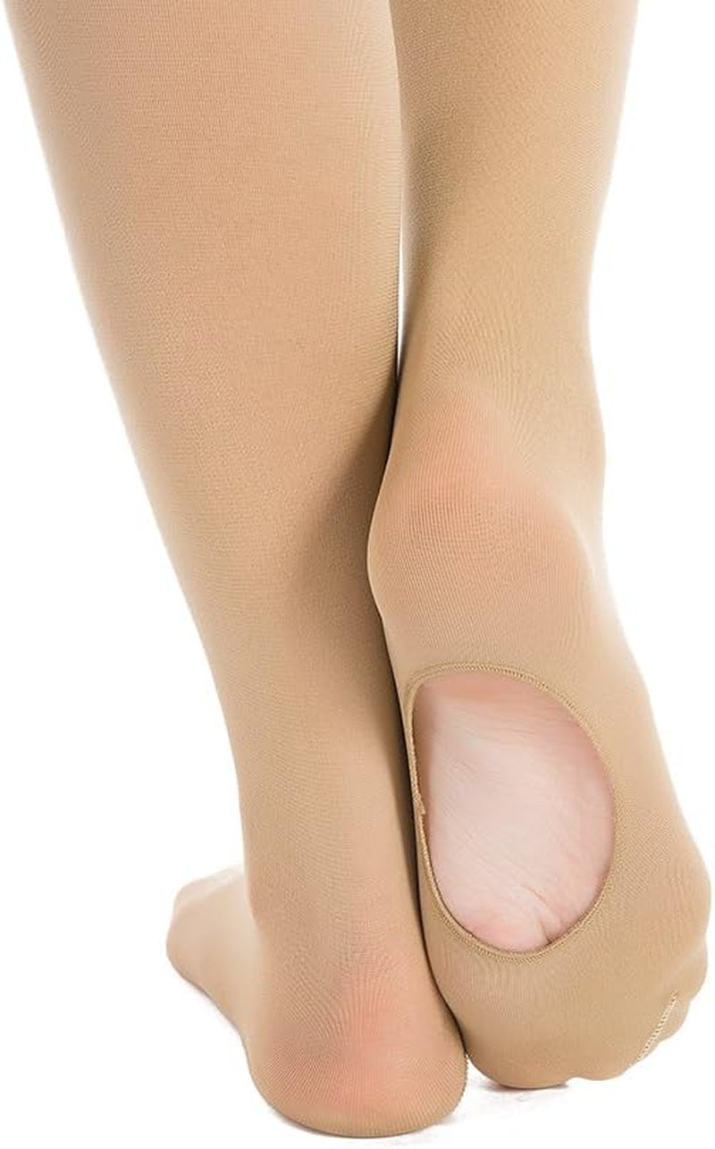3 Pairs of Nude Solid Color Comfortable Convertible Ballet Tights for Women and Teen Girls, XX Large.