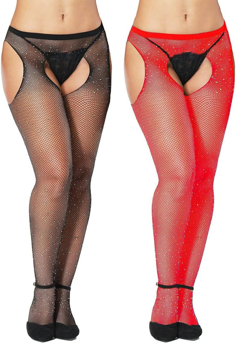 Womem'S Sexy Black Fishnet Tights plus Size Net Pantyhose Stockings