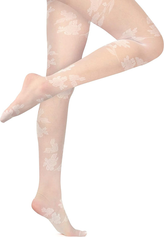 Pantyhose for Women and Teen Girls, Translucent High Waist, One Size, Nude Rose Color.