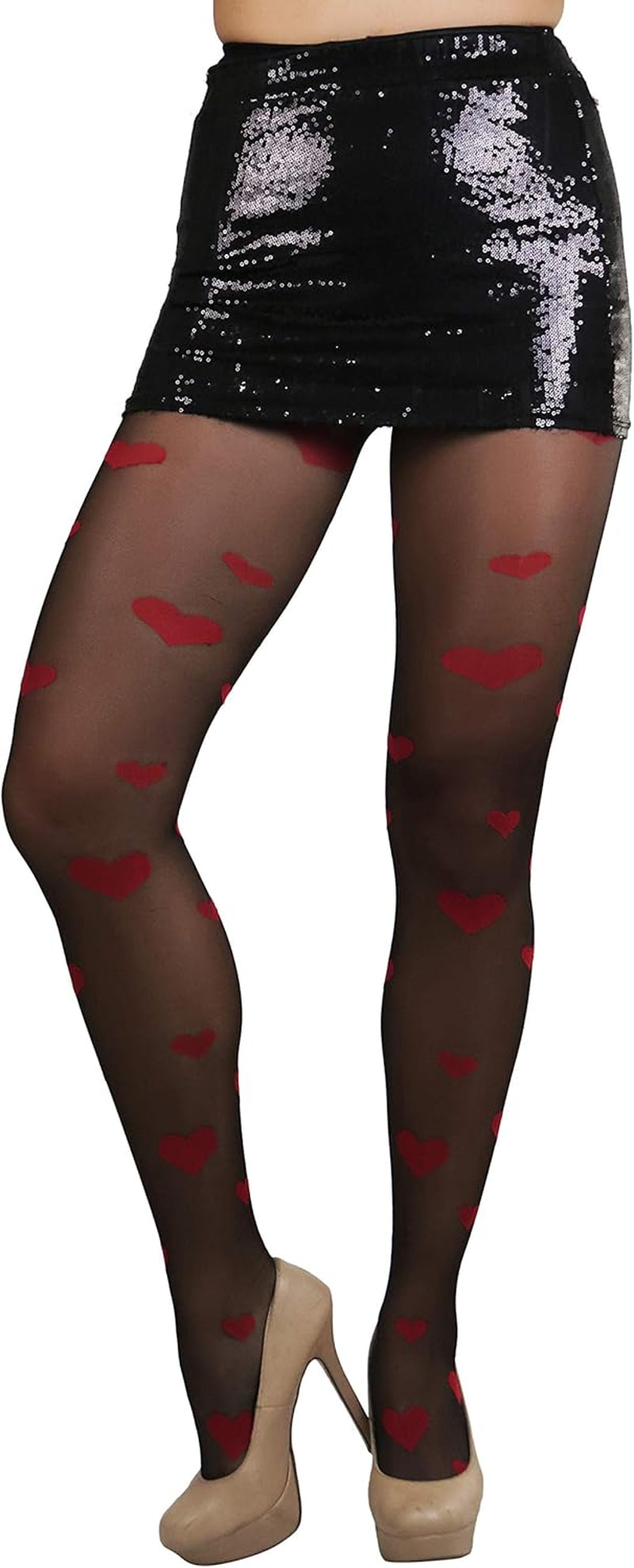 Women’S Valentine Day Themed Opaque Sheer Pantyhose W/Heart Love