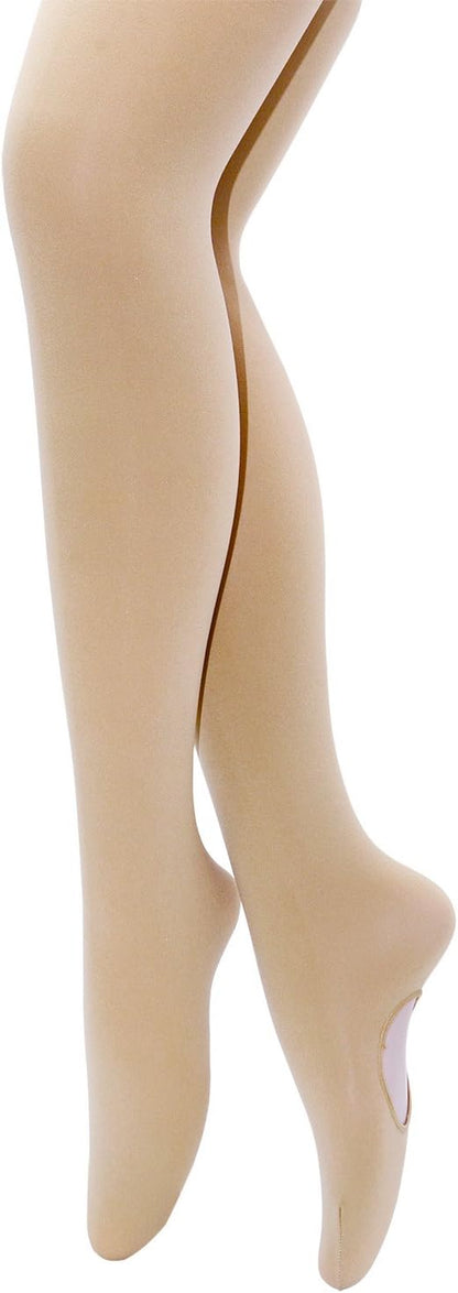 3 Pairs of Nude Solid Color Comfortable Convertible Ballet Tights for Women and Teen Girls, XX Large.