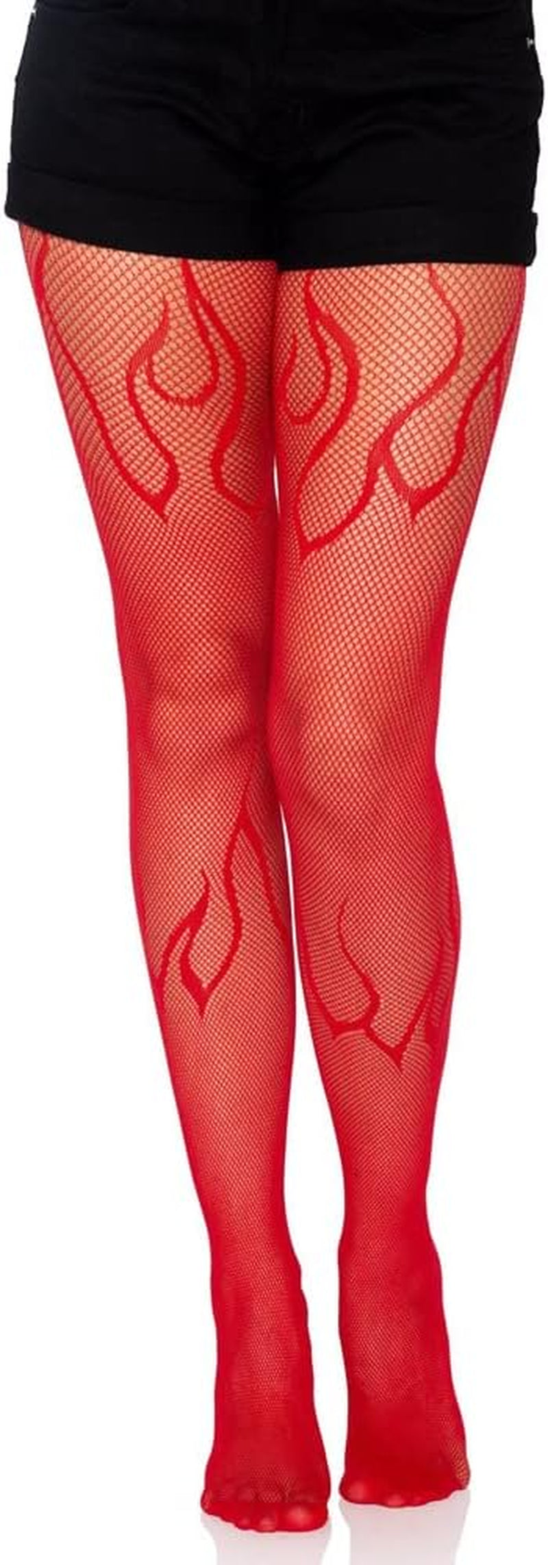 Women and Teen Girls Fishent  Stocking with Red Flame,  Size Large: suitable for women who are 5'0" - 5'8" tall and weigh 100-180 lbs. Color: Red 