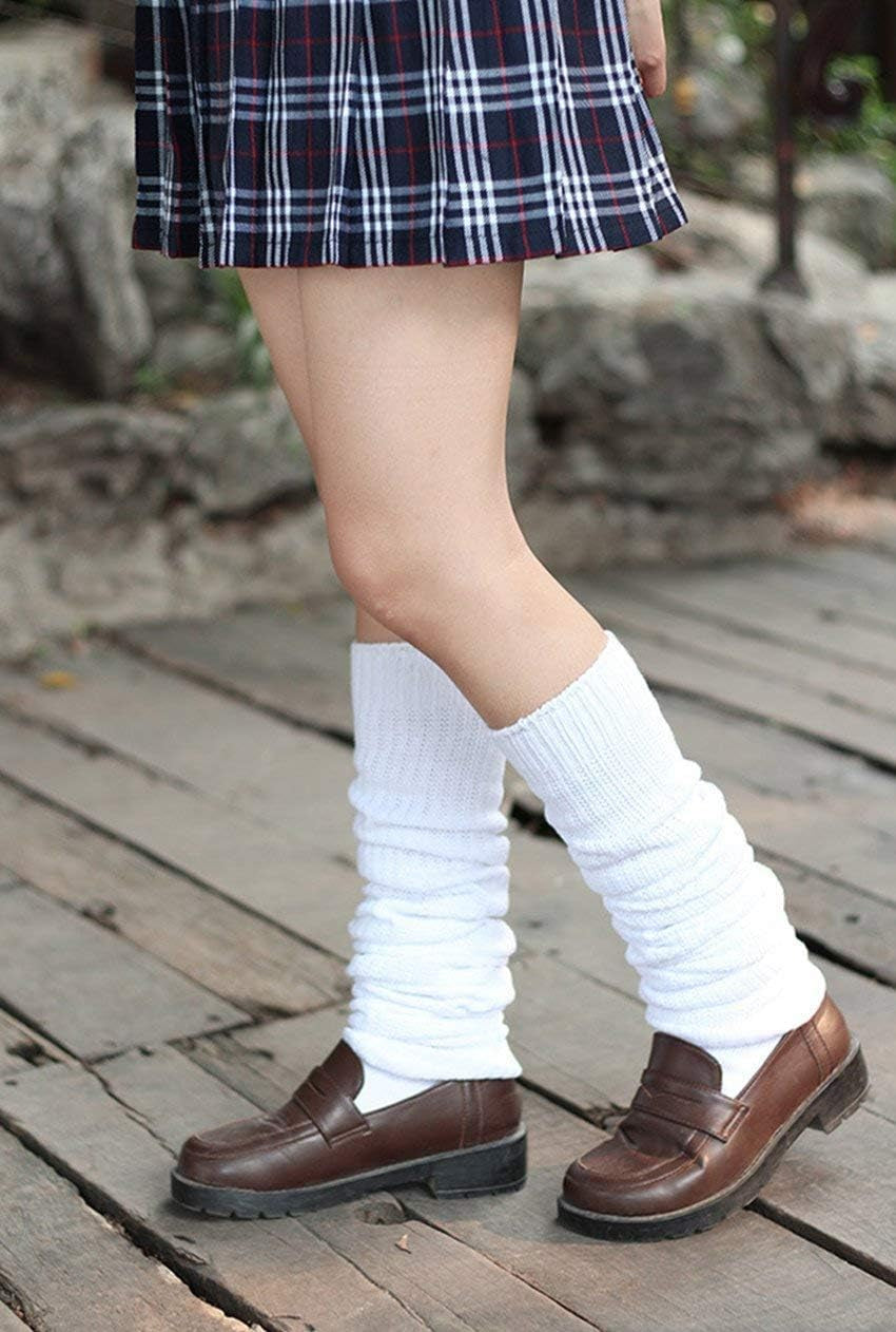 White Bubble Slouch Socks for teen girls and girls' legs, 15.7-70.9 Inches