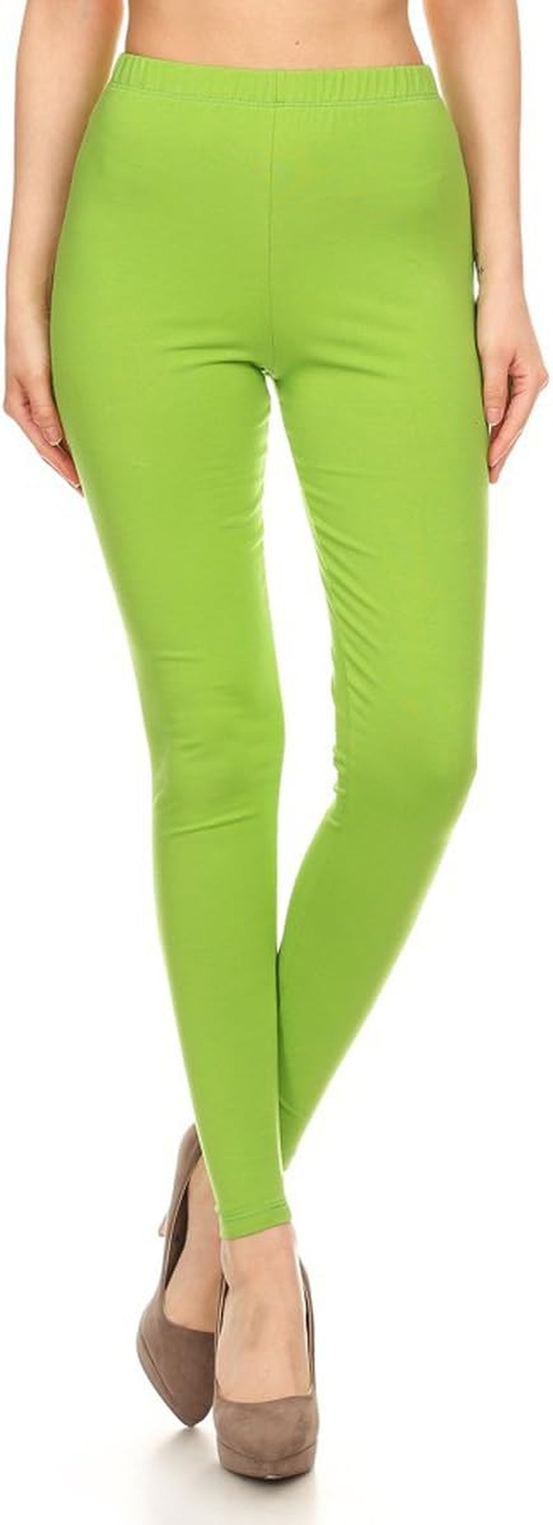 Wearing these cotton solid leggings will bring out your best features. Color: Cotton-Lime, Size: Medium.