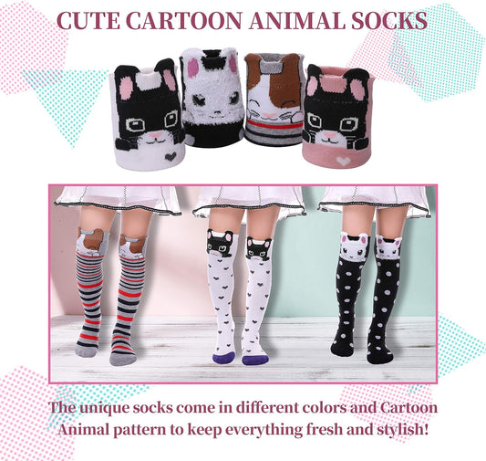 Warm Cotton Knee-High Socks for Girls Inspired by Animals. Color: Multiple, Size: 3-12 years (15-16.5 inches (42cm)