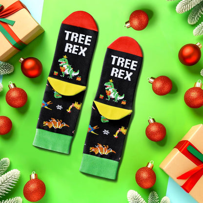 Christmas Gifts Stocking Socks for Boys Girls - Xmas Dinosaur Socks Stocking Stuffers for Kids