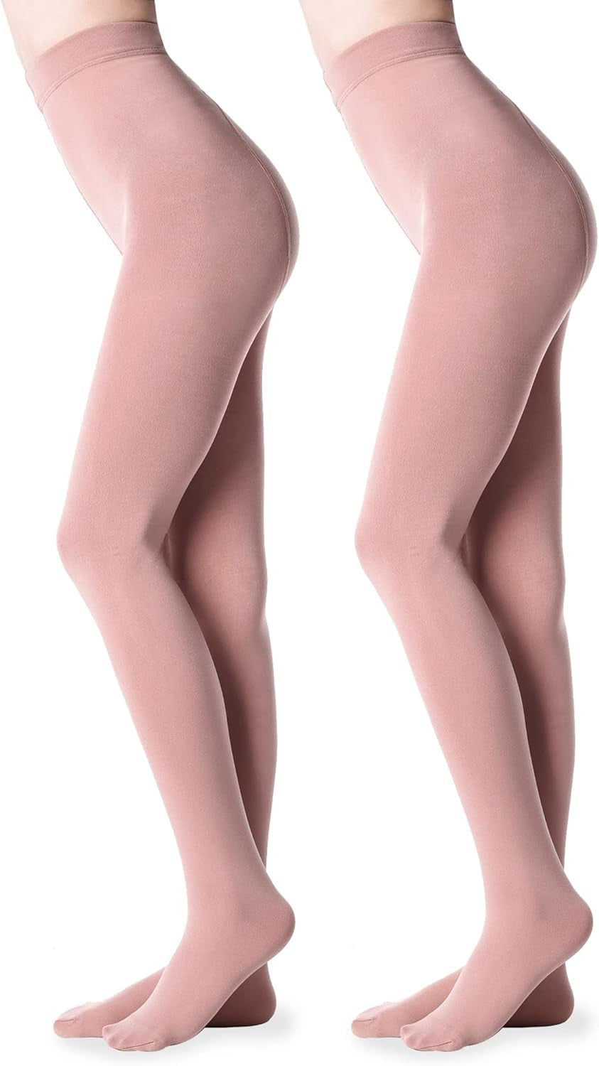 Two fleece-lined tights for women and teens. Size: Medium/Large 120-170lbs- 5'4"-5'9",  Color:Nude 2.