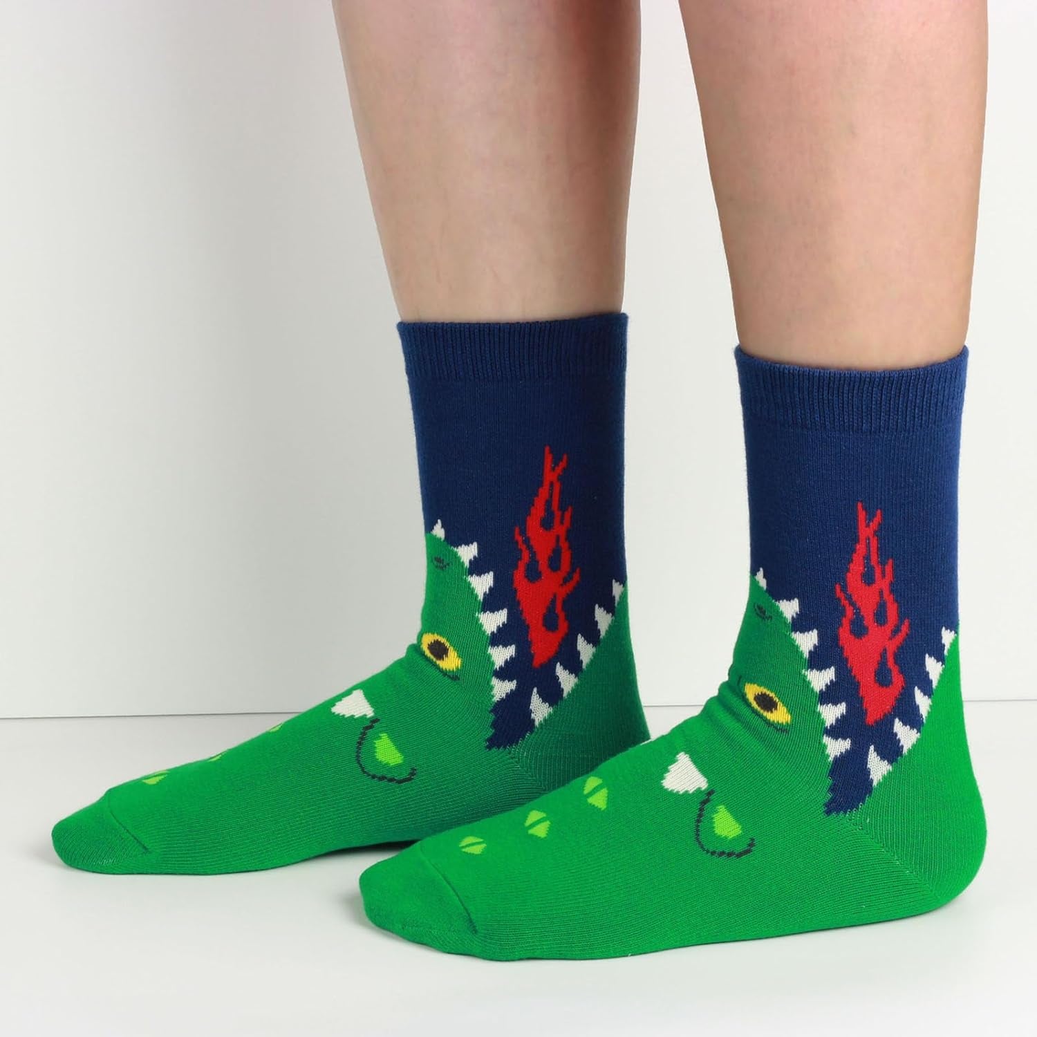 Boys' Crew Dress Socks Shark Camo Beetle Star with Vibrant Colorful Pattern Design. Shark Snake Crew Socks in a Medium Size and Color.