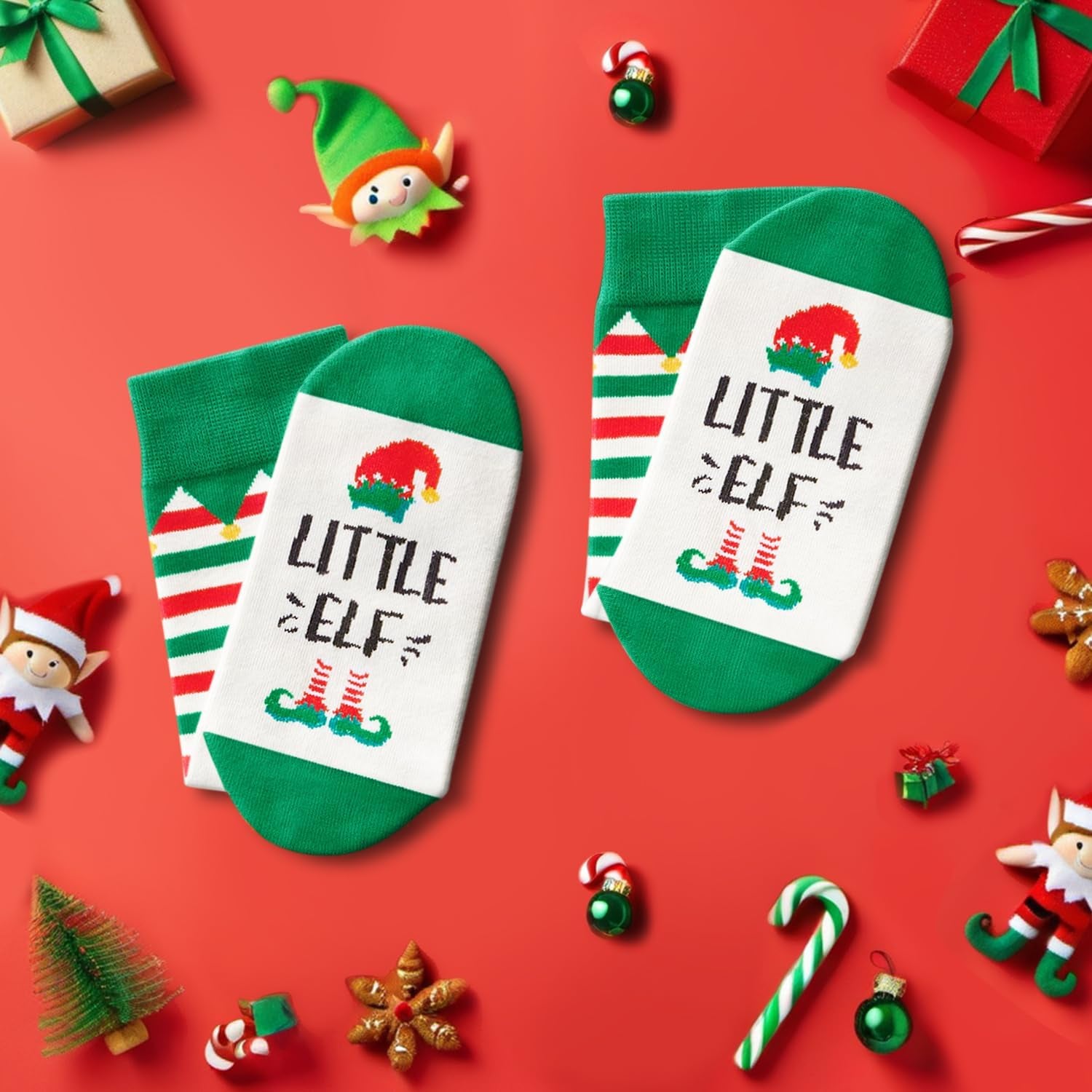 Christmas Gifts Stocking Socks for Boys Girls - Elf Socks Xmas Stocking Stuffers for 2-12 Years