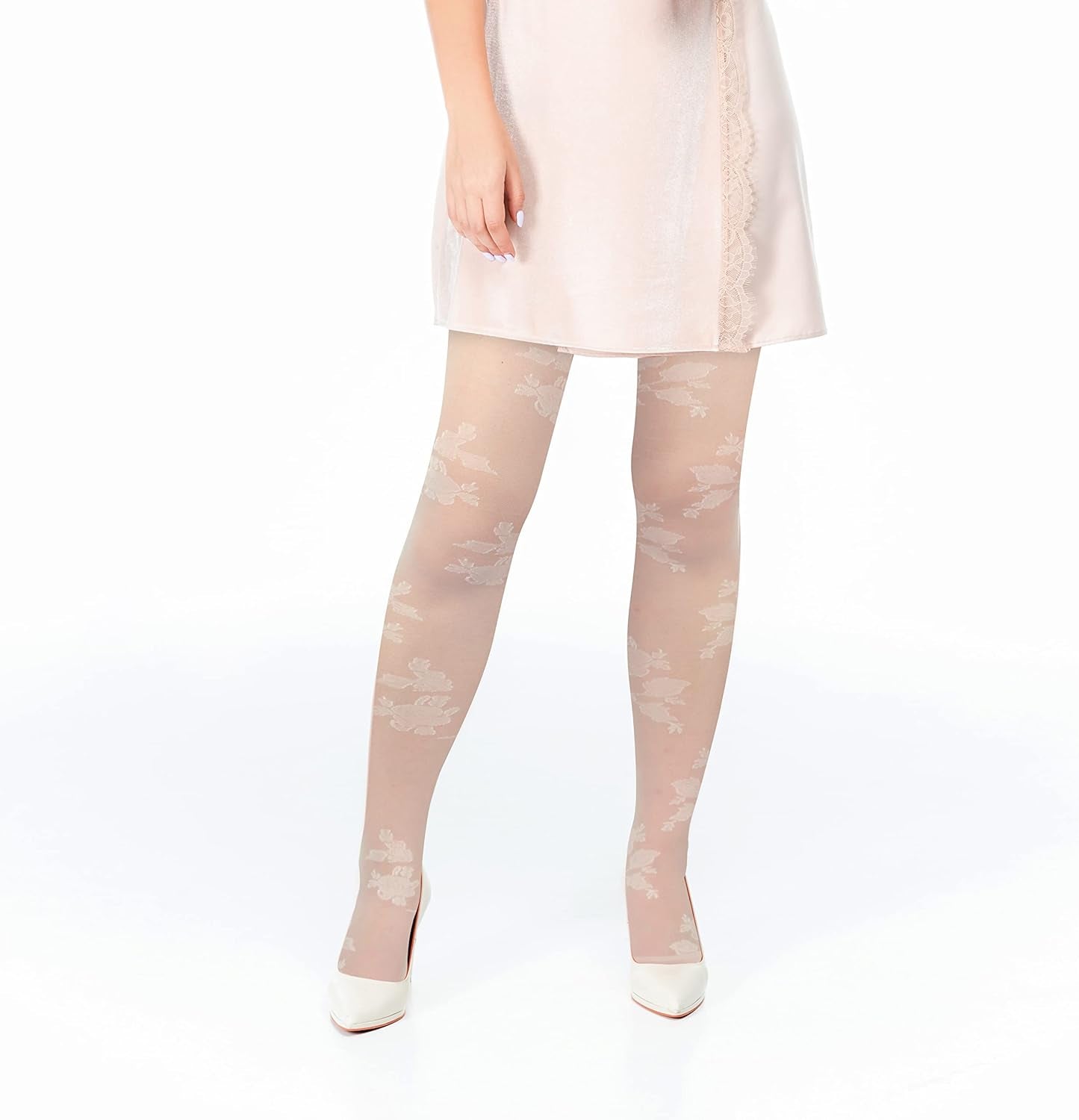 Pantyhose for Women and Teen Girls, Translucent High Waist, One Size, Nude Rose Color.