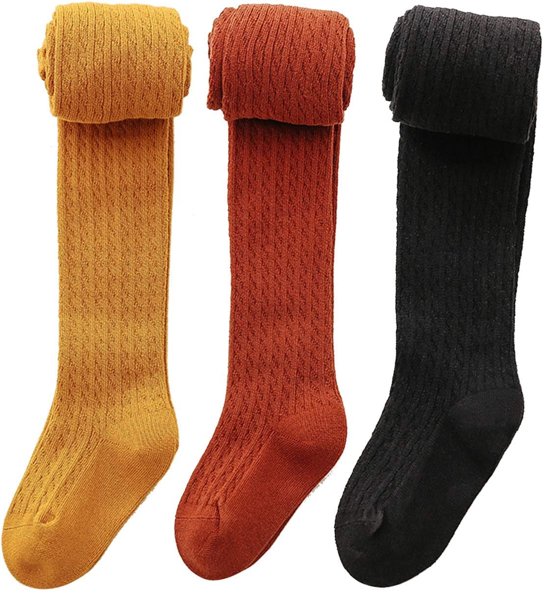 Fitted knit tights in three packs will keep your little girls toasty warm. Ages 4-6; Colors: Multi