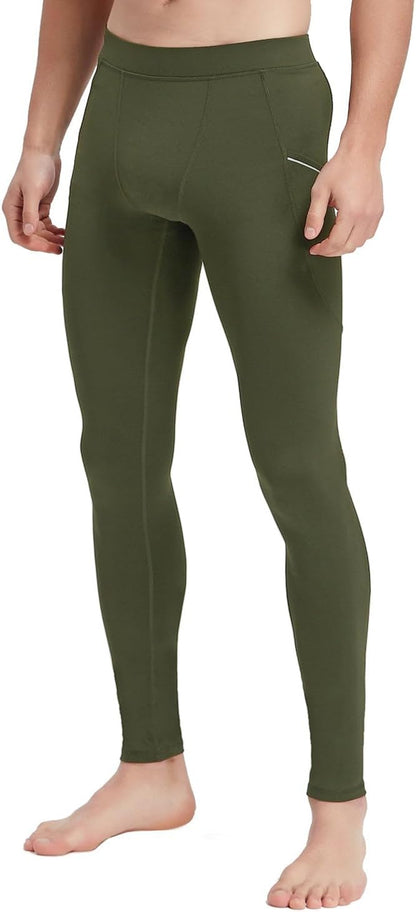 Active Leggings for Men and Young Men for Indoor and Outdoor Activities.  Gray in Army Green, Size Medium.