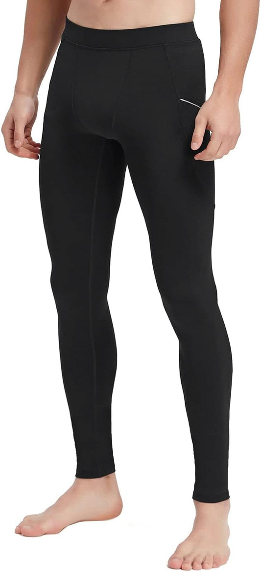 Active Yoga Leggings for Indoor and Outdoor Activities for Men and Young Men. Black, Size Medium (height 5'6"–5'7", waist 32.5"–34.5", Weight 135-145 pounds). 