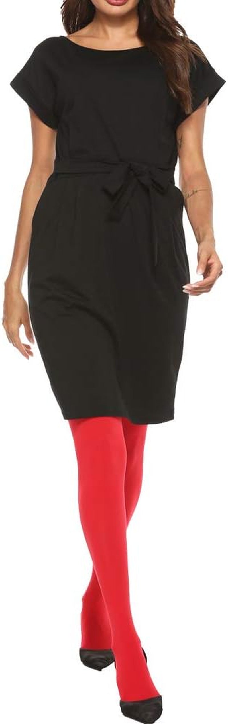 Women and Teen Girls  Solid Color Semi Opaque Soft Stretch Footed Tights.  Size: Medium-Large ( Height 5'3"-5'11"; Weight 121-176lbs).Color: Red.