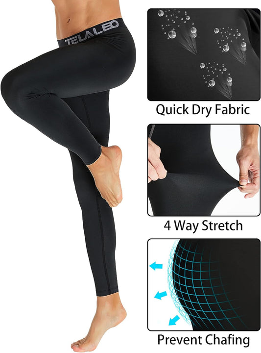  Leggings tights with compression, four pack, black, for men and teens. Size large.