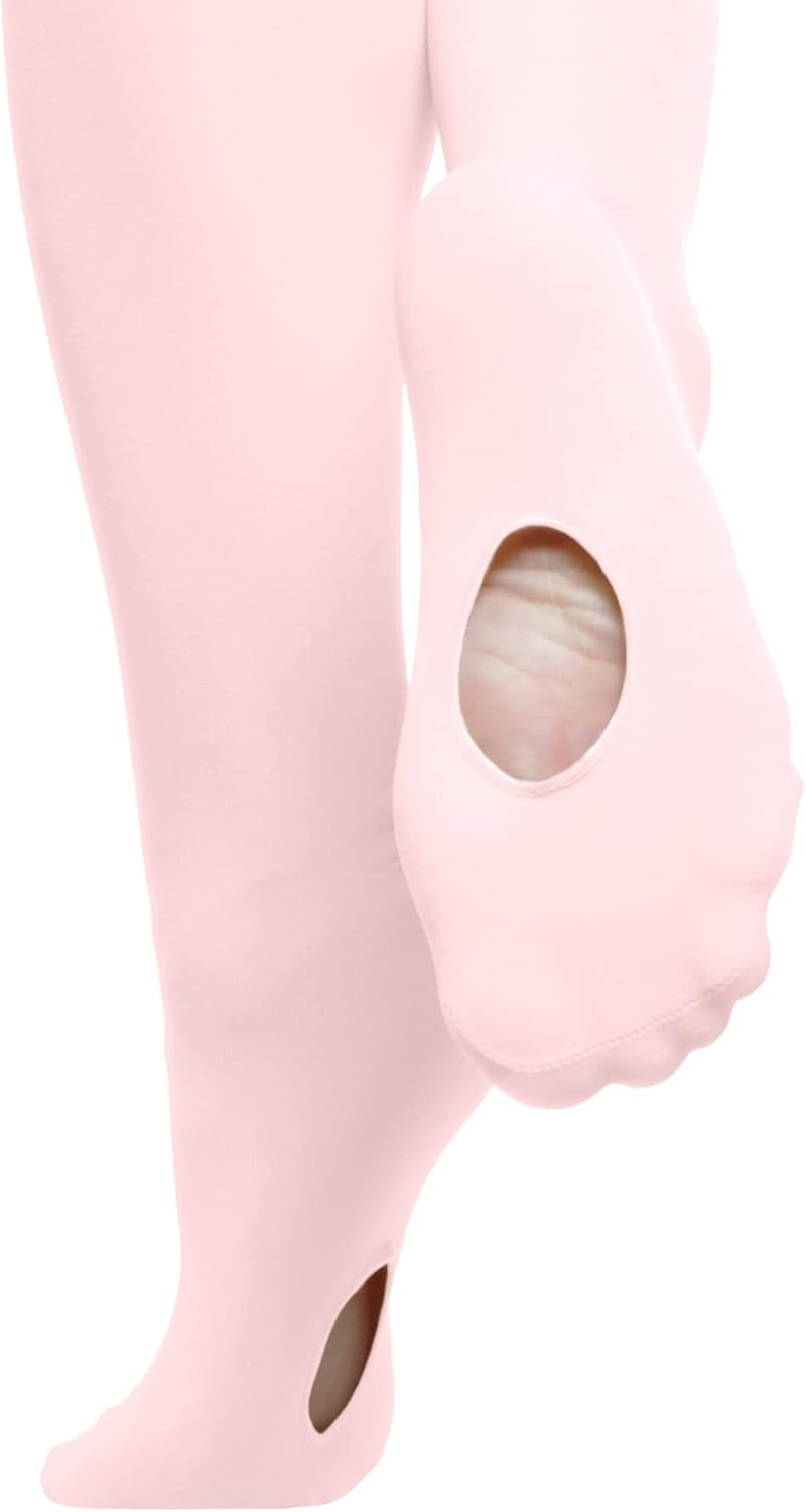 Women and  Teen Girls' Professional-Grade Convertible Ballet Tights, Size Medium/Large, Color: Pink